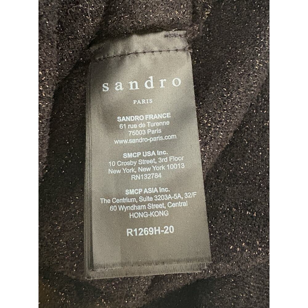 Sandro Paris Black Sleeveless Metallic Knit Mini Dress - L Textured Knit Office - Picture 8 of 9